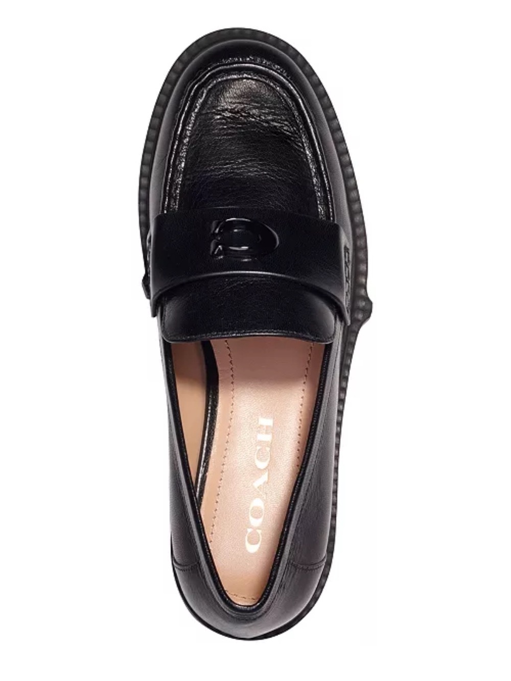 Coach Leah Loafer Black Leather Chunky Penny Loafers - Women - Picture 3 of 9